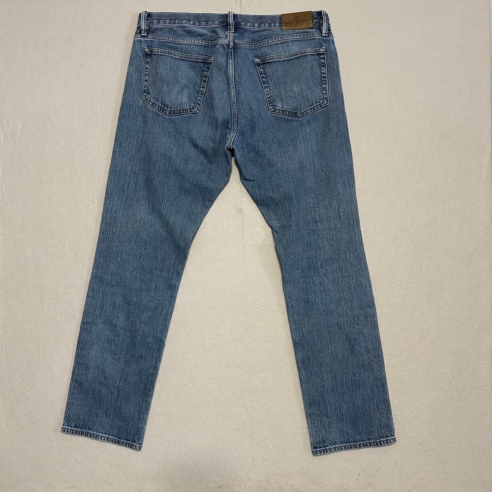 Brooks Brothers Mens Straight Fit Jeans Blue Medium Wash Stretch W36 L32 - Picture 2 of 6